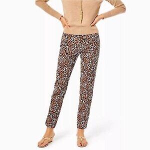 LILLY PULITZER Kelly Chocolate Animal Print Stretch Pants Size 4 NEW